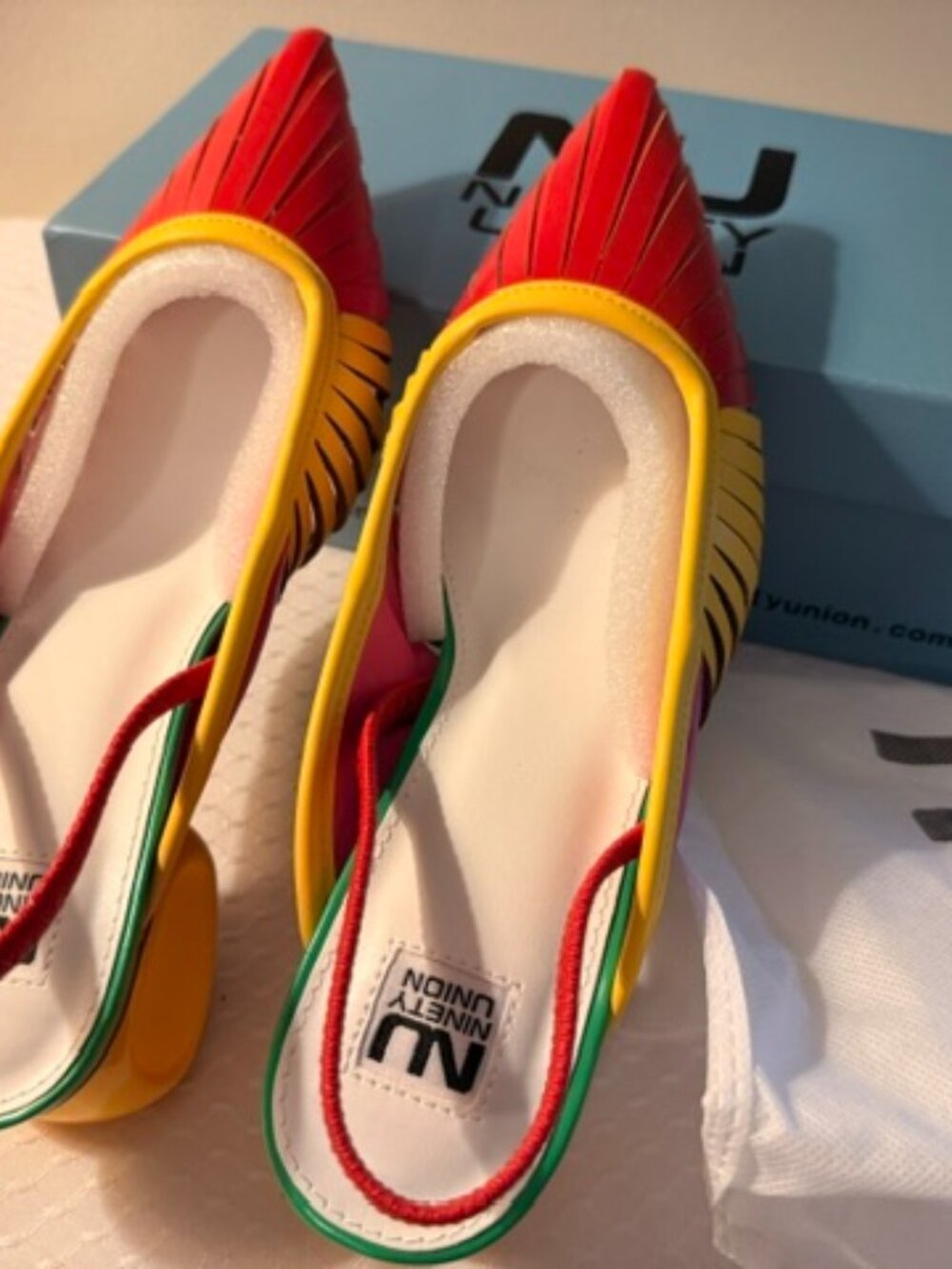 Ninety Union Multicolor Pointed Toe Slingback Heels Size 8 New